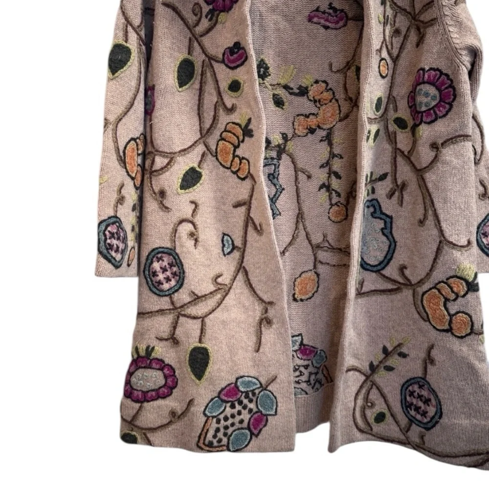 J Jill Cabin Core Embroidered Floral Wool Cardigan AOP Knit Woman’s Size Small - Picture 2 of 10